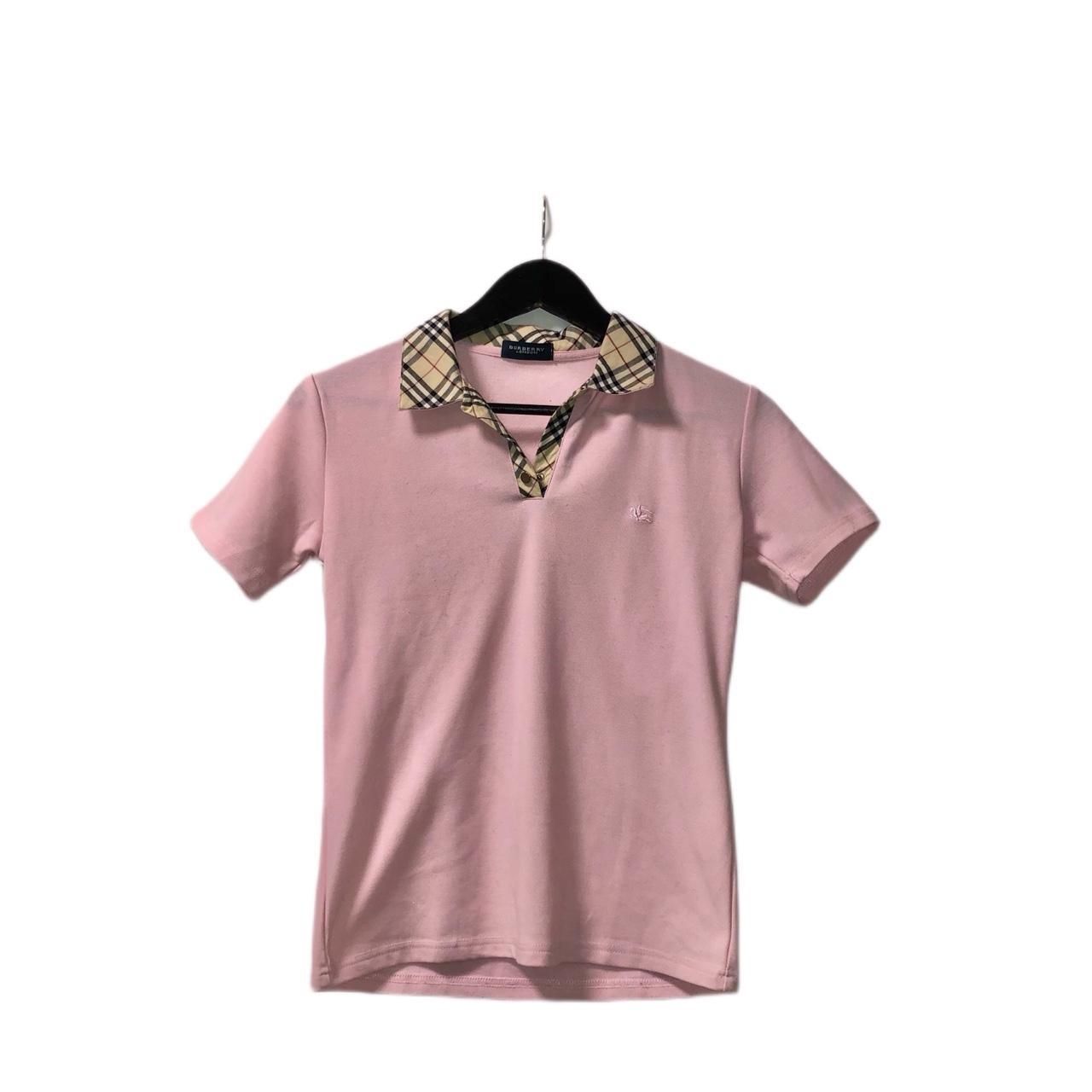 Burberry Women's Pink and Brown Polo-shirts | Depop