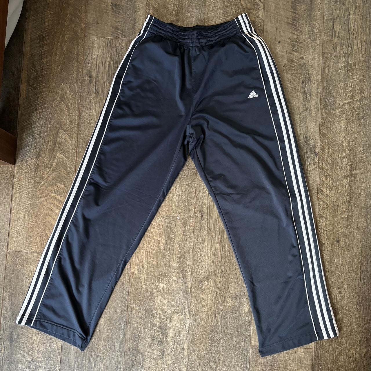 Navy blue adidas wideleg track pants (I am 5’8)... - Depop