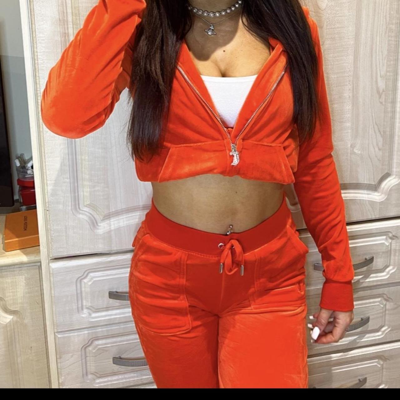 Orange/ red Juicy couture tracksuit (hoodie and... Depop