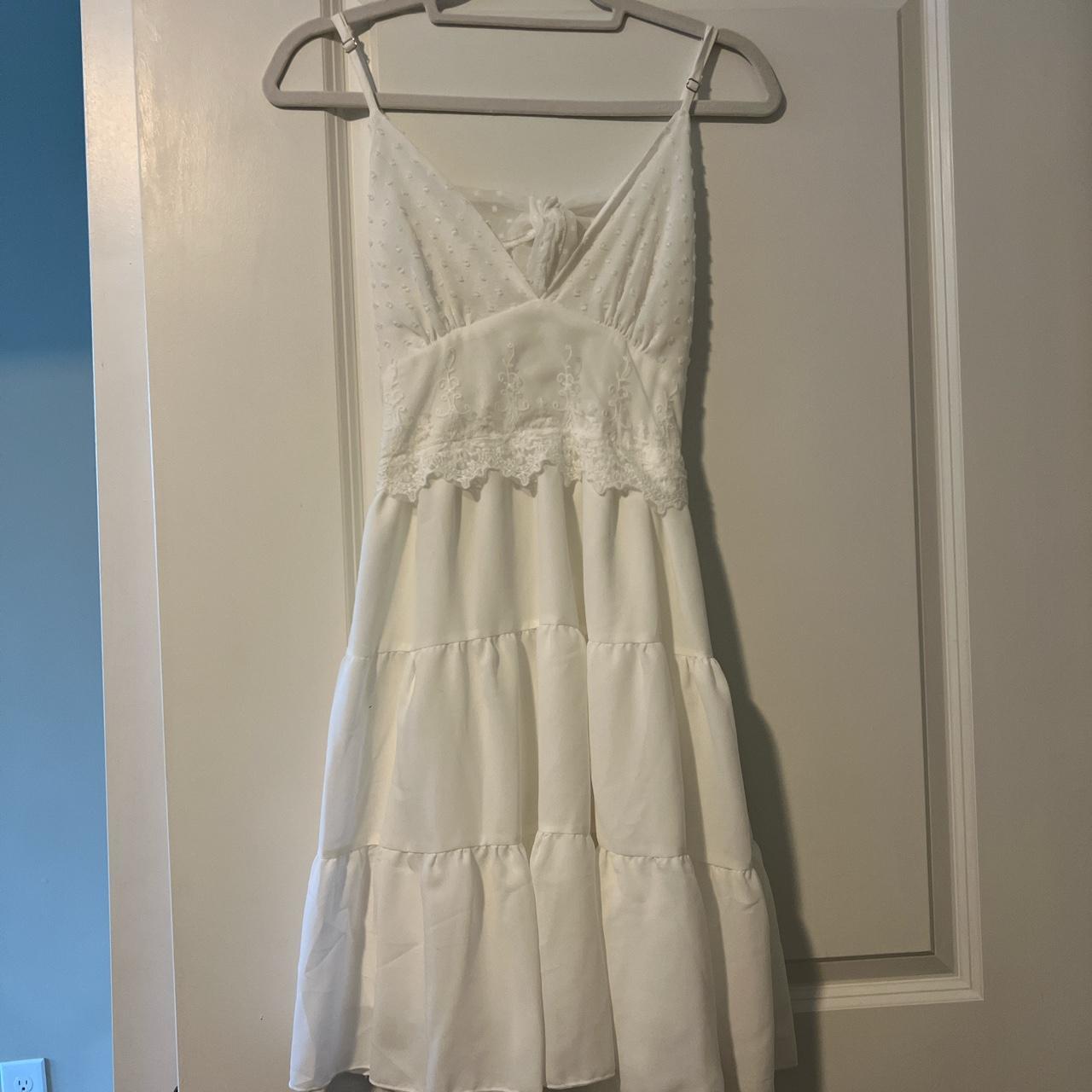 White lace dress. Never worn, no tags. The straps... - Depop