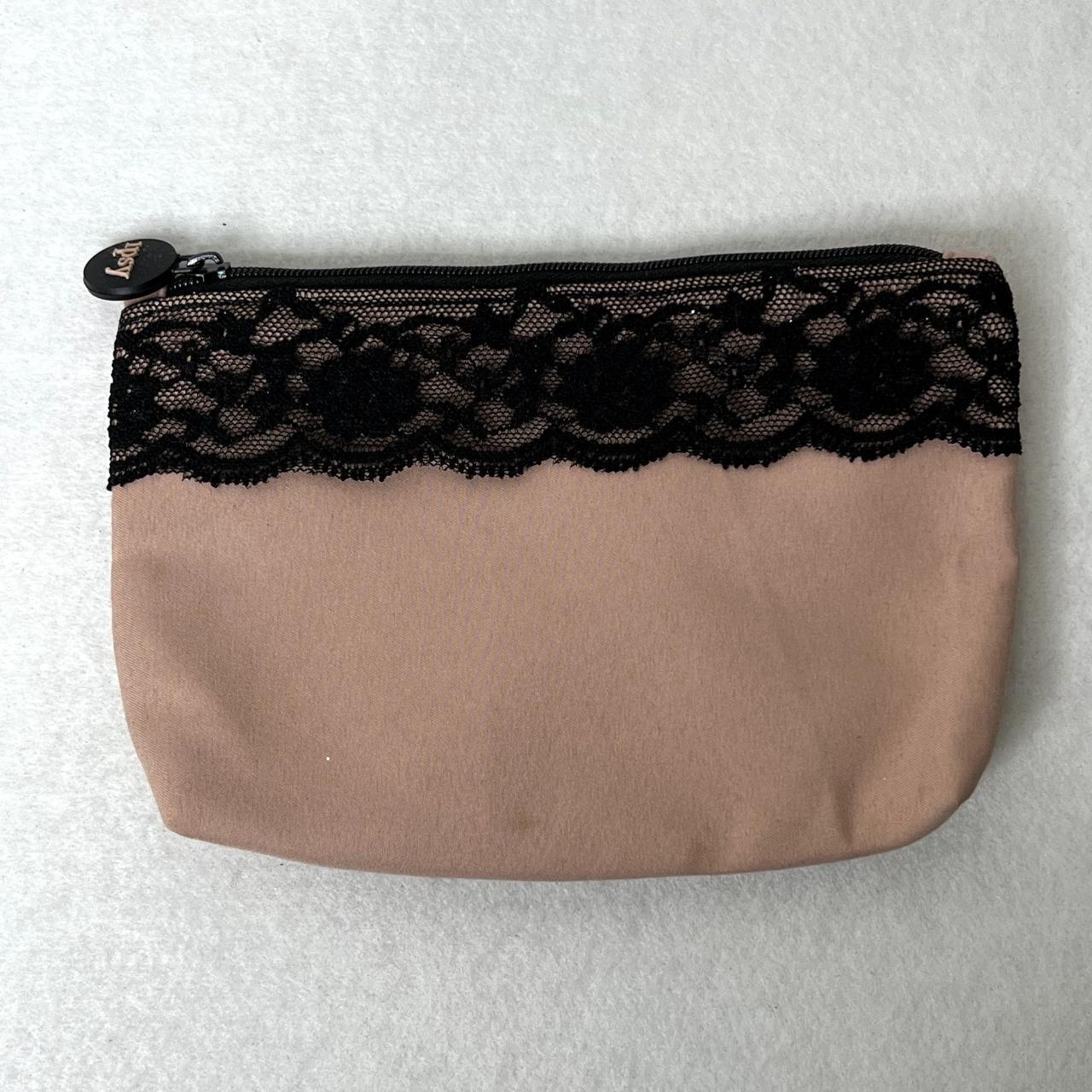 Pink Black Lace Zip Makeup Bag Brand