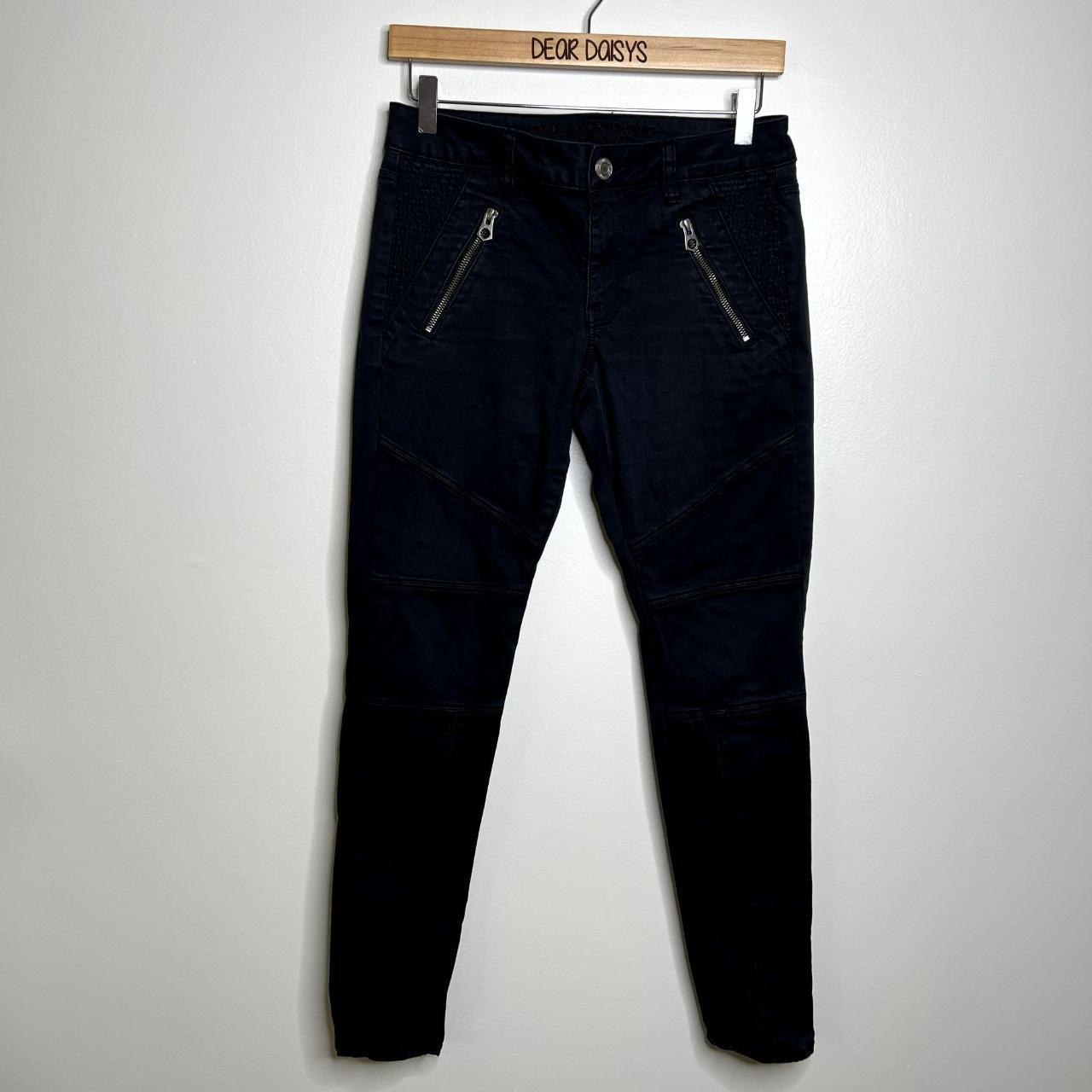 American Eagle Black Zippered Skinny Jeans Brand: - Depop