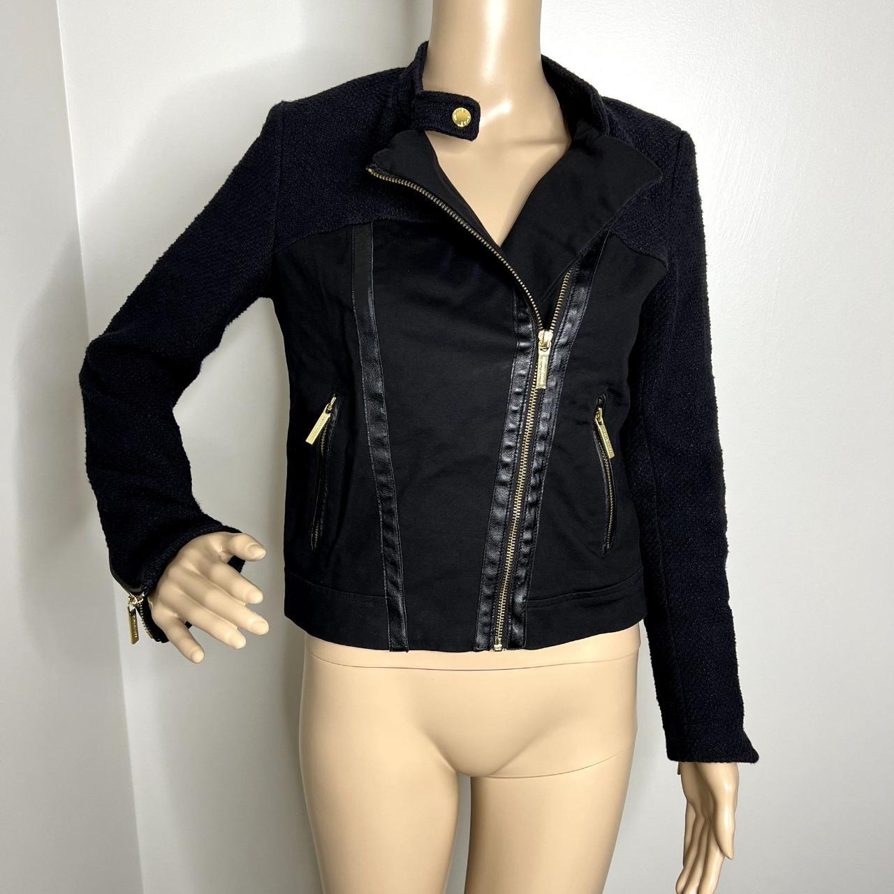 Michael Kors Tweed Denim Moto Biker Jacket Brand