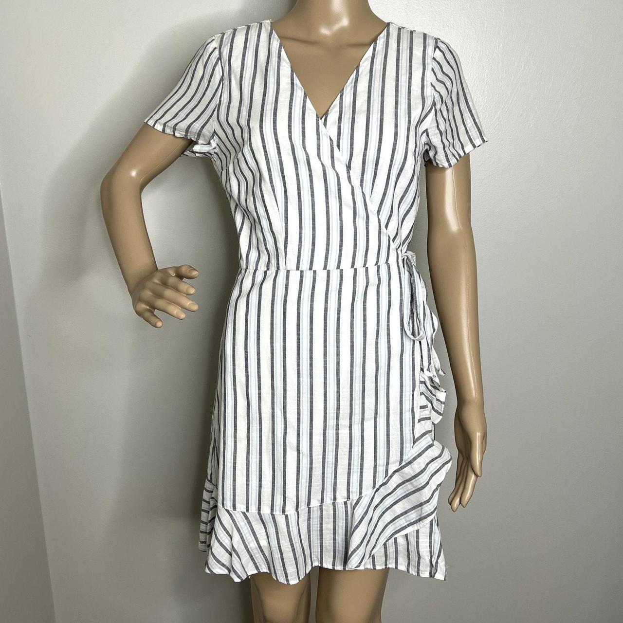 Abercrombie White Striped Mini Wrap Dress Brand Depop