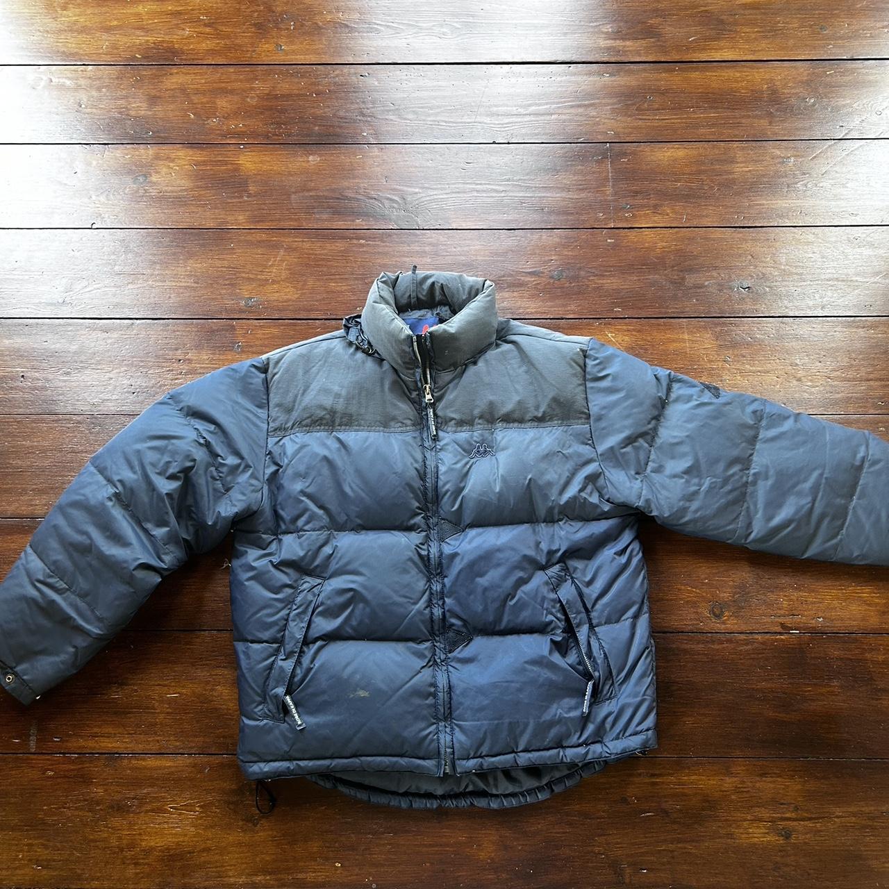 navy blue kappa puffer jacket. junior L but fits... Depop