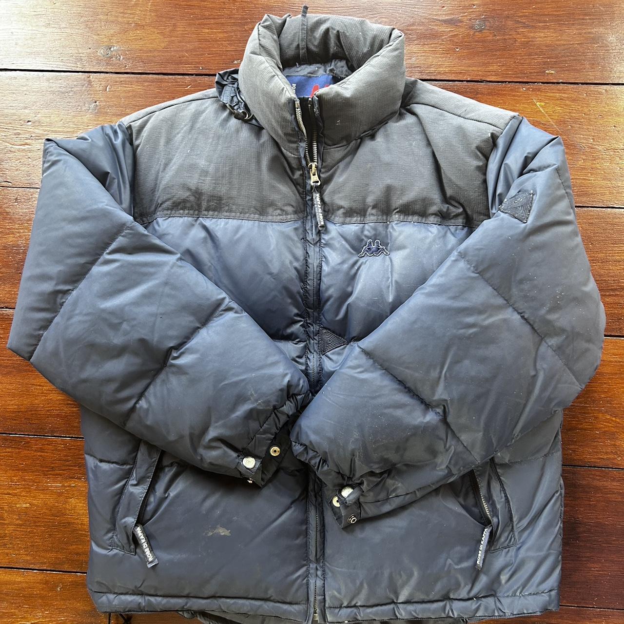 navy blue kappa puffer jacket. junior L but fits... - Depop