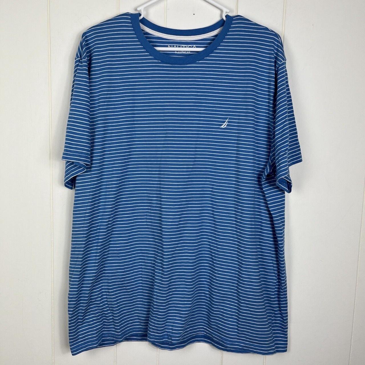 Nautica Men Sleepwear Shirt XL Blue White Stripes - Depop