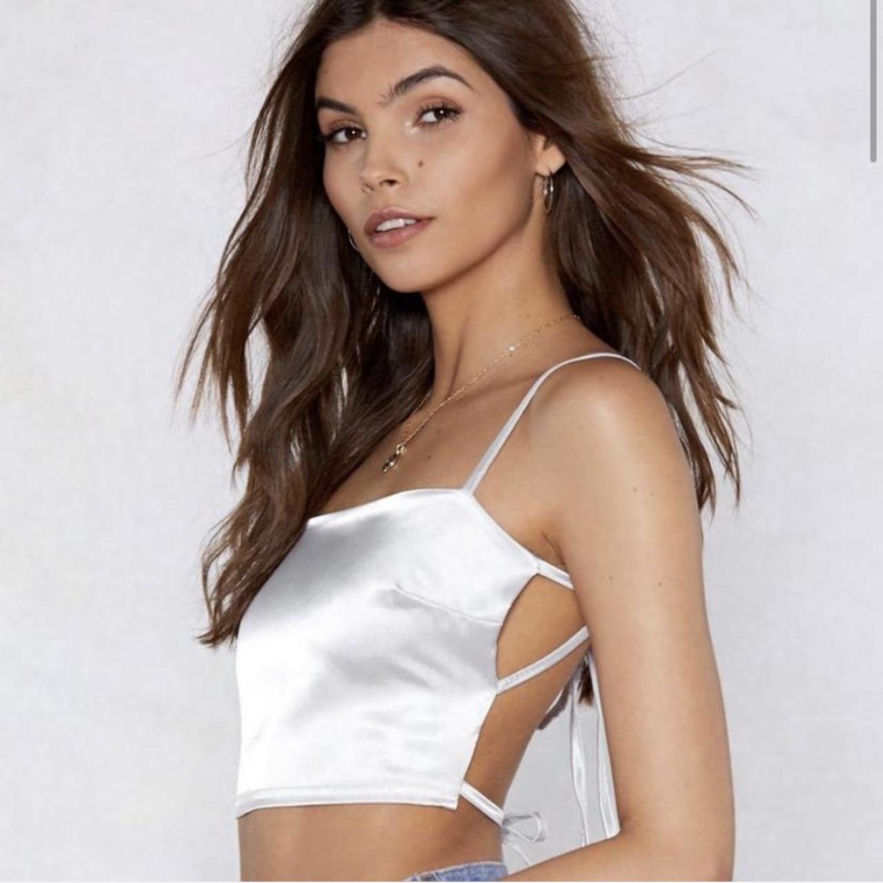 Backless satin crop top online