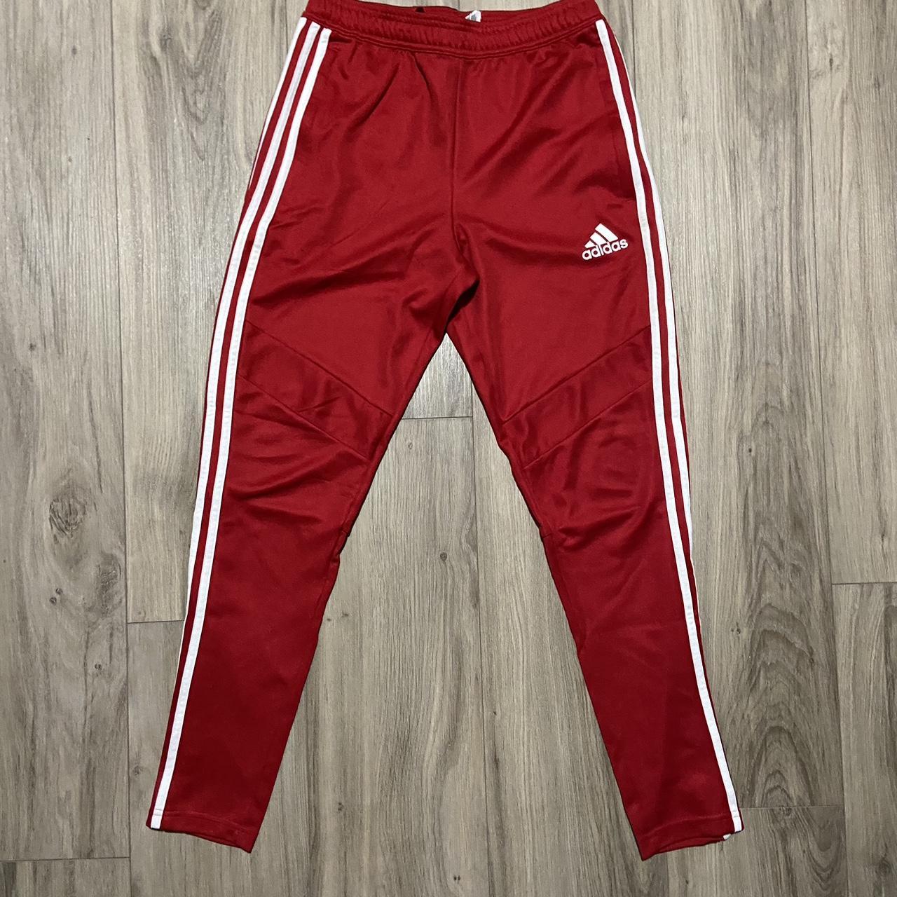 red adidas track pants good condition size s - Depop