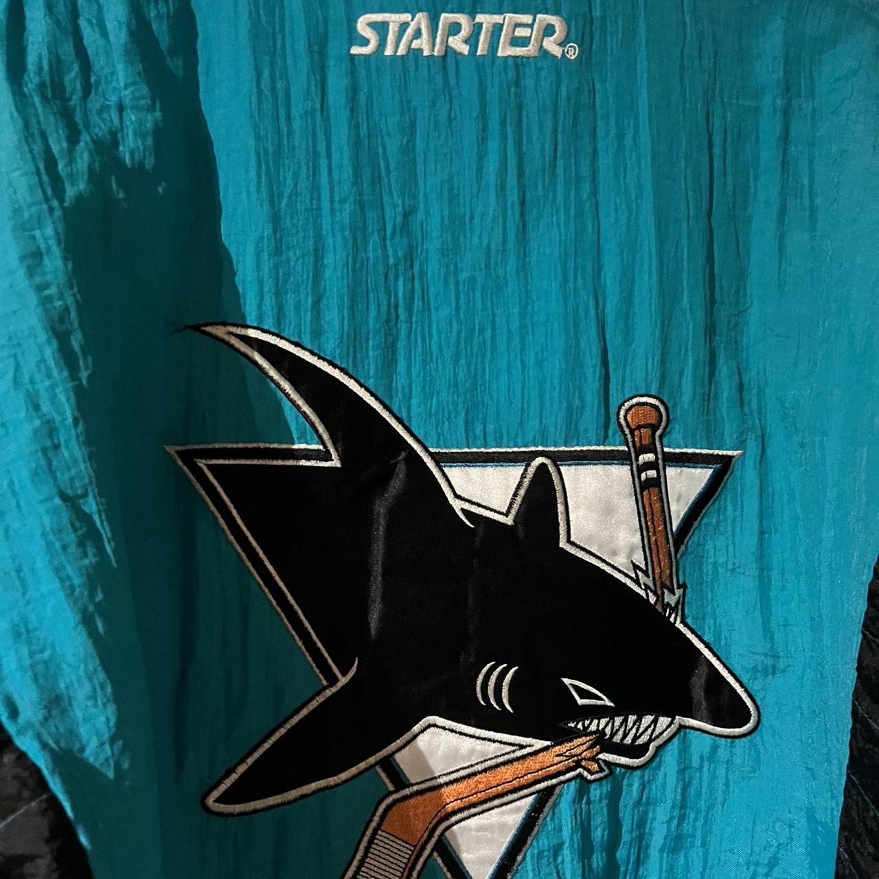 Men's Starter Black San Jose Sharks Puck Pullover Hoodie Size: Small