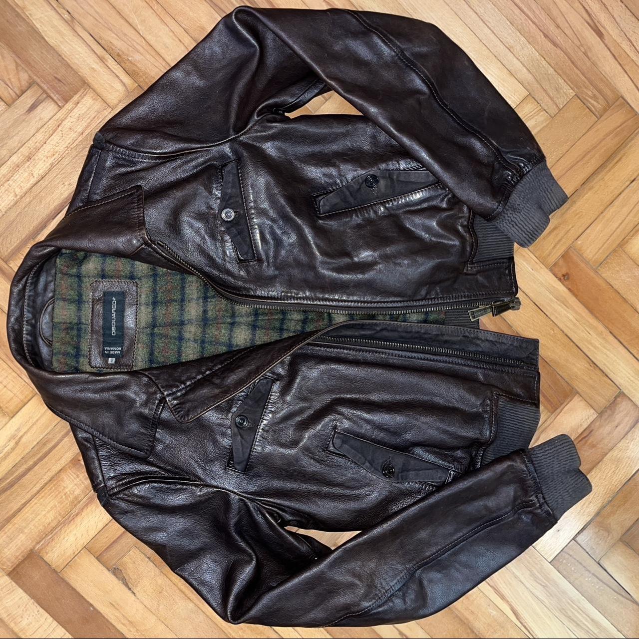 Dsquared leather jacket outlet mens