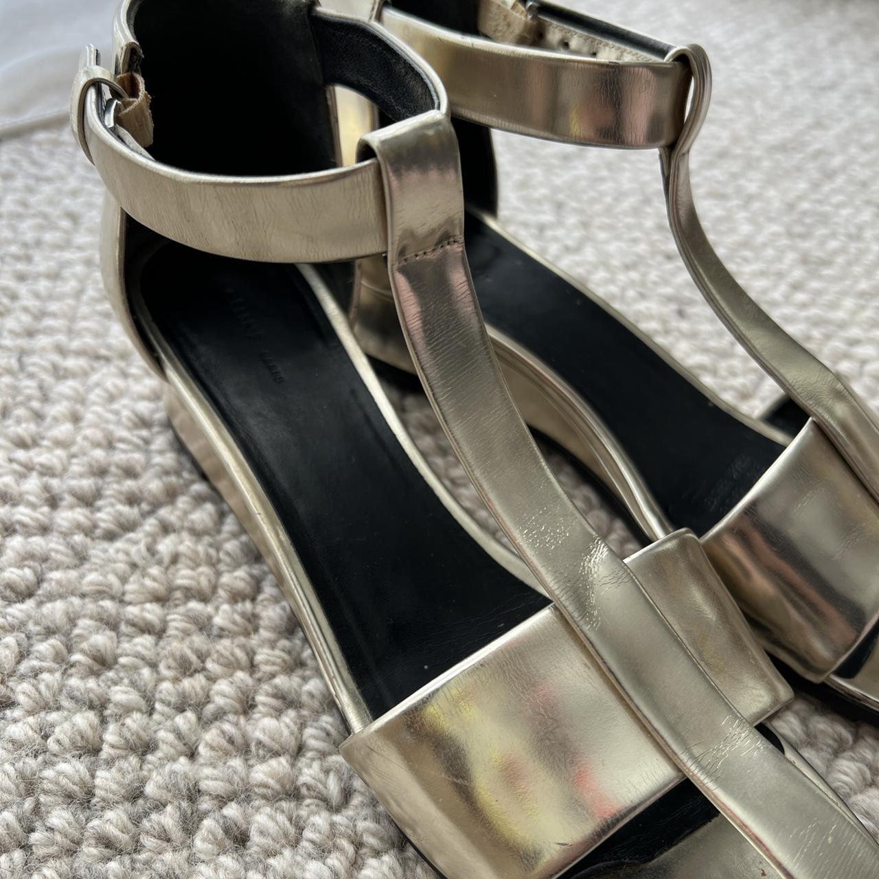 CELINE Women's Gold and Silver Sandals Depop