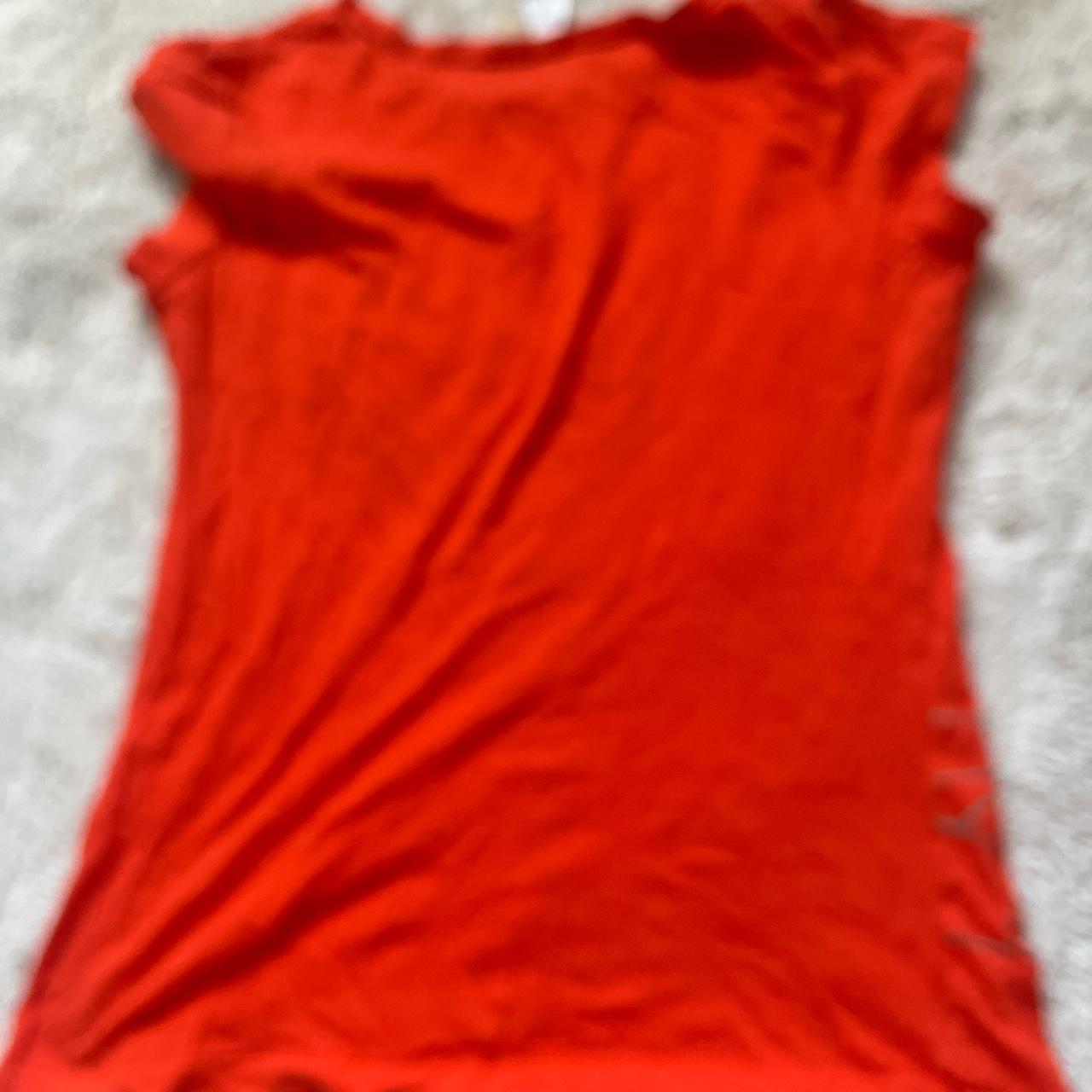 Bright blood orange Ed hardy looking short sleeve... - Depop