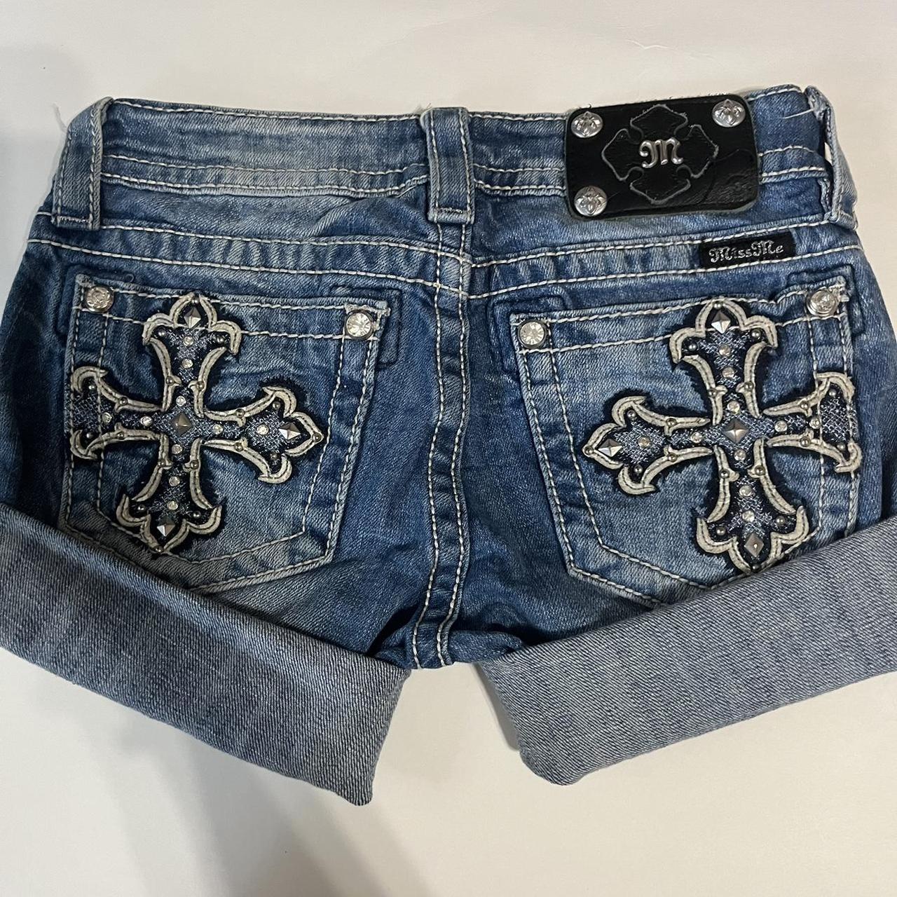 Miss me studded cross jean shorts 🤍 - rlly good... - Depop