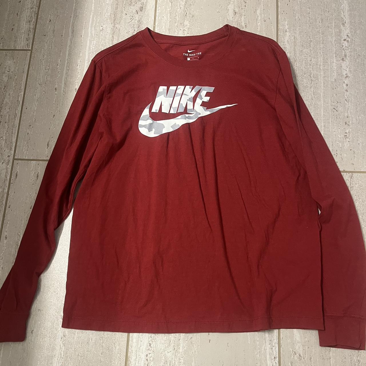 red and white nike long sleeve shirt