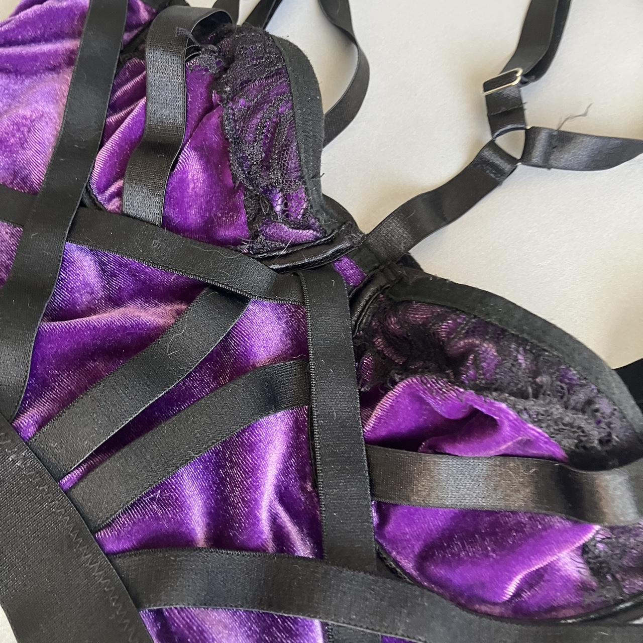 Purple velvet strappy #goth #bondage #grunge #alt... - Depop