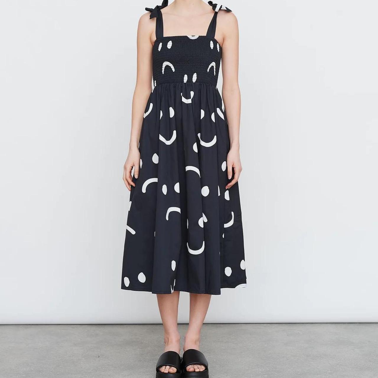 Lazy Oaf Women’s Black and White Dress | Depop