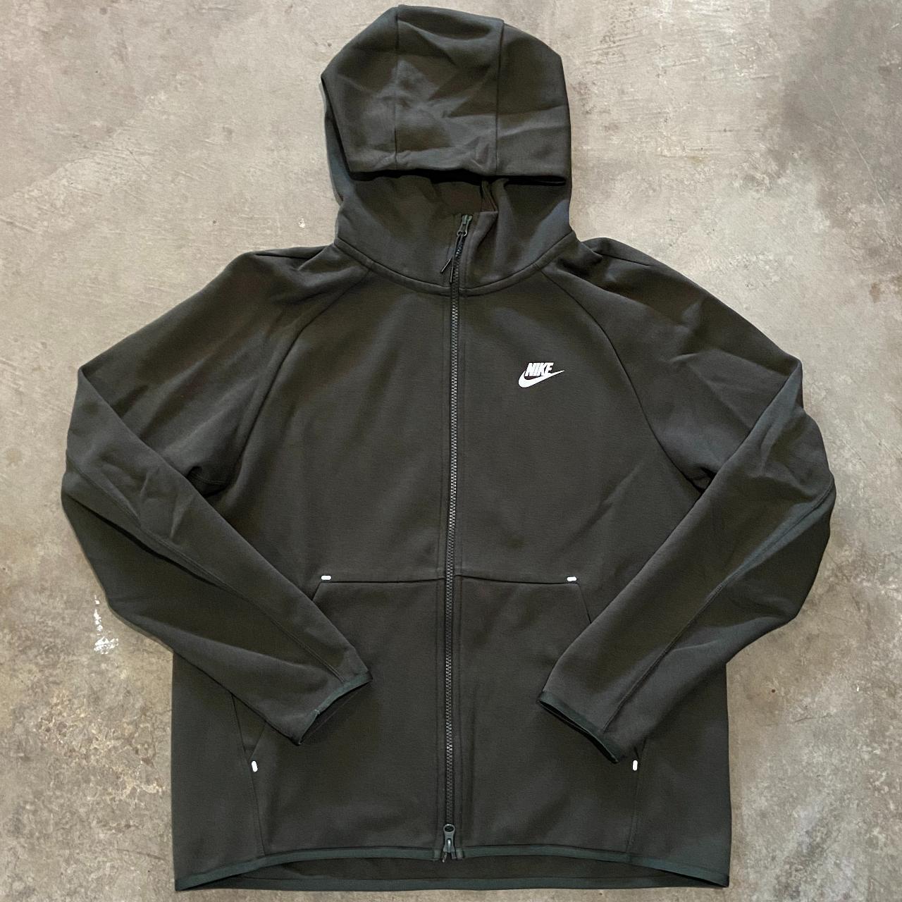 Nike tech fleece olive zip up hoodie size: mens L no... - Depop