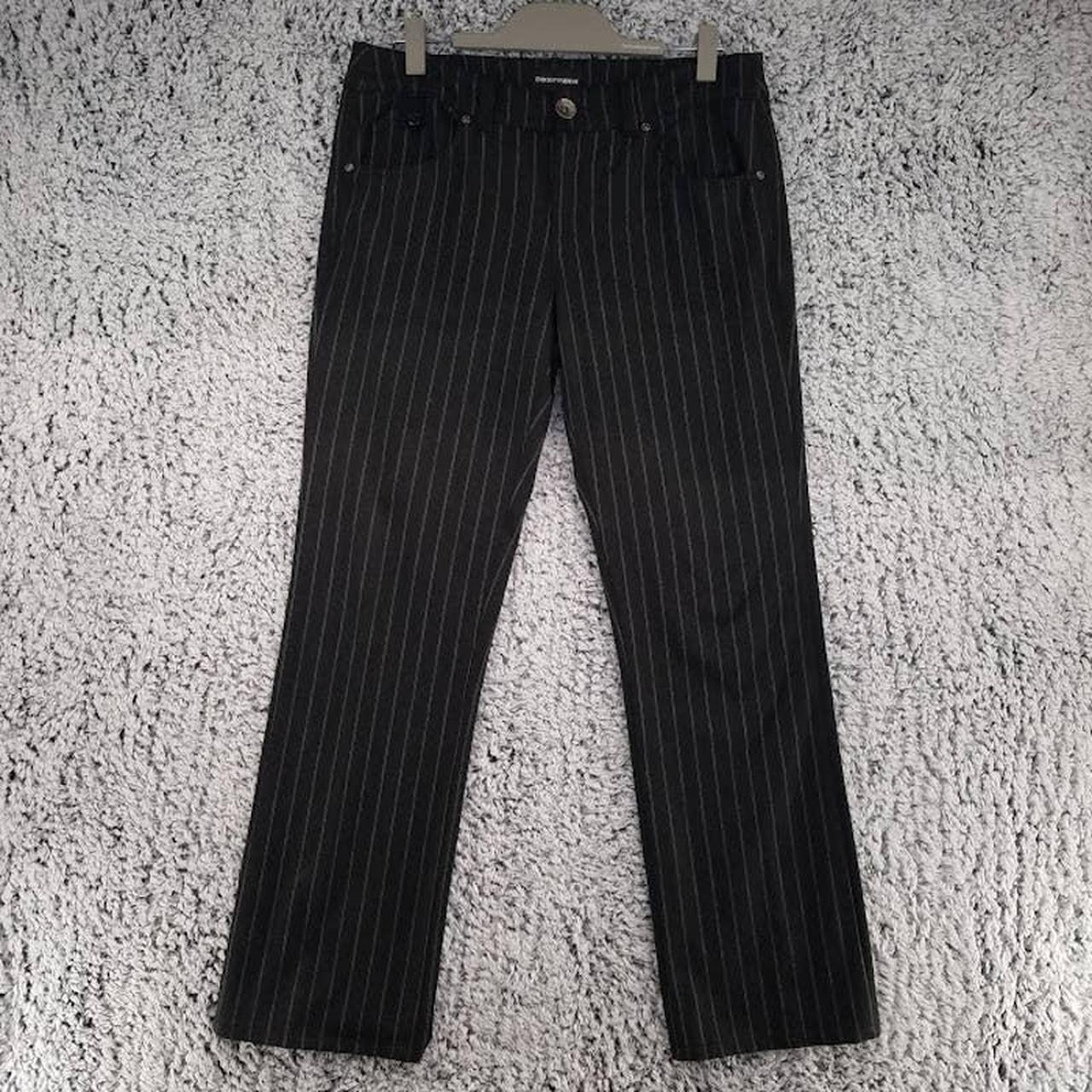 Emporio Armani Women s Casual Pants Black Pinstripe Depop