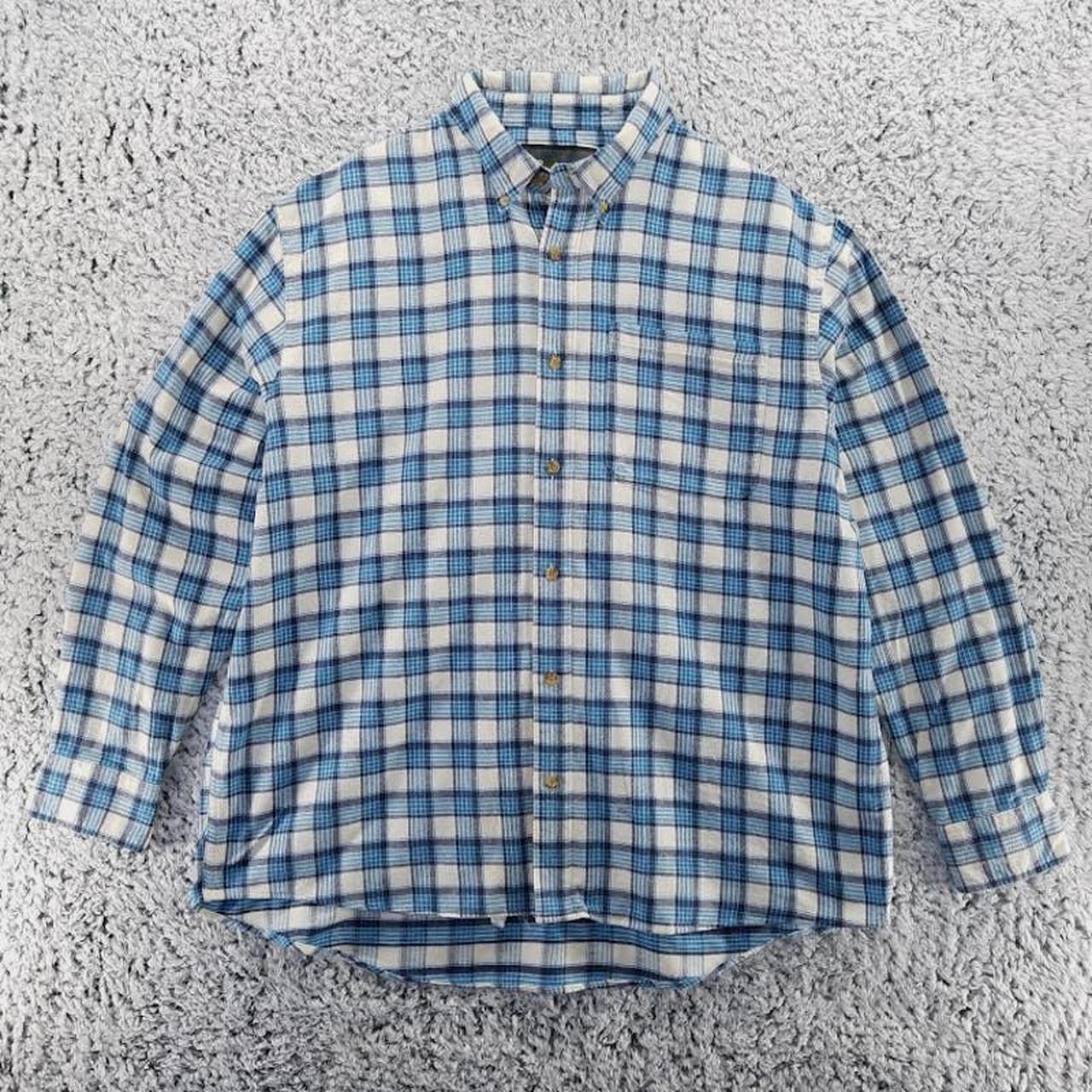 Cabela's Men's Flannel Button Up Shirt Blue Plaid XL... - Depop