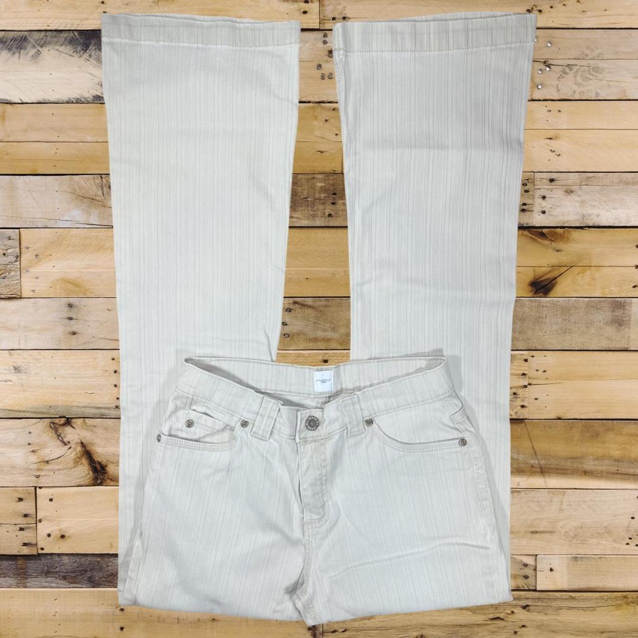 Y2K Low Waisted Faded Flared Jeans Cream Slim Fit... Depop