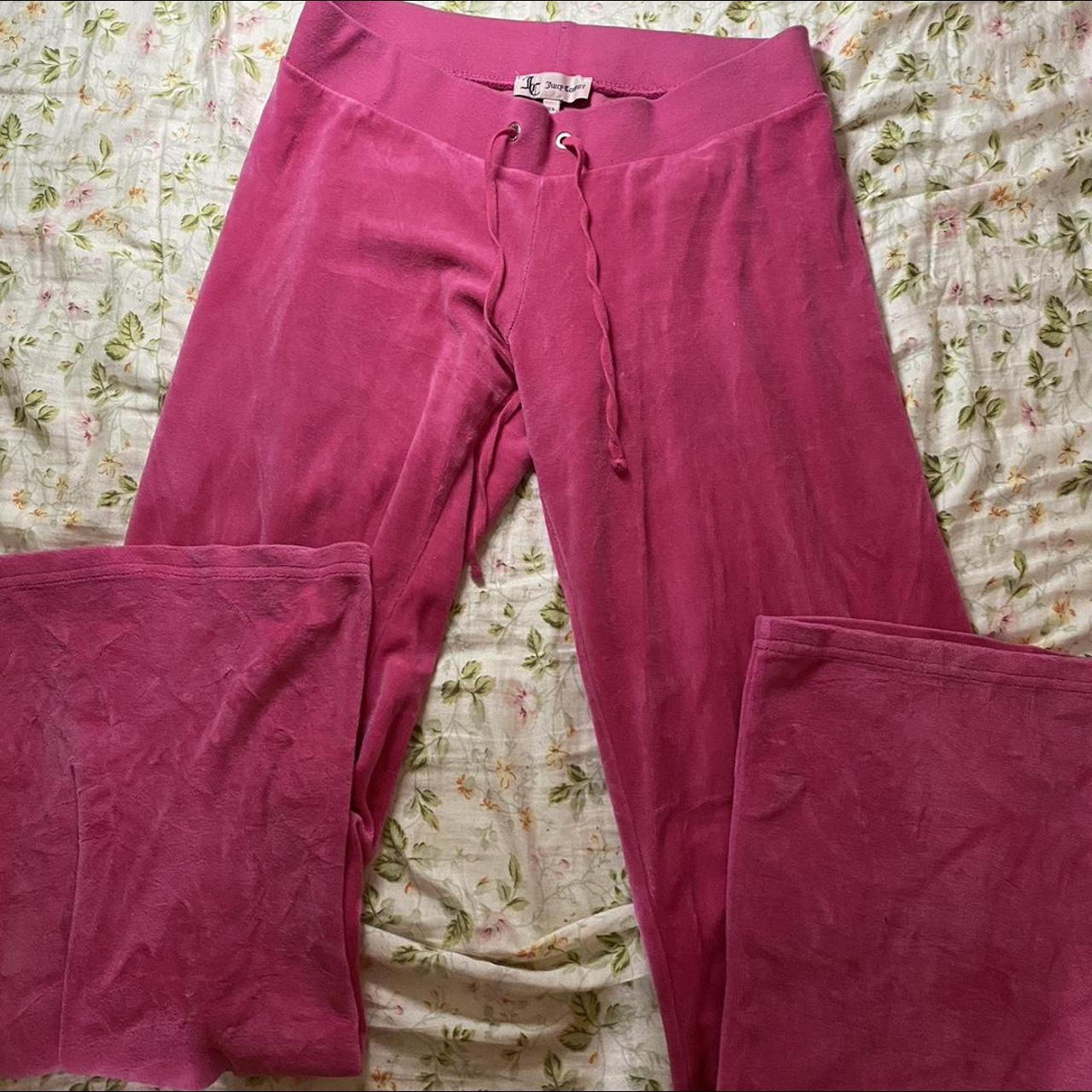 juicy couture velour track pants in a hot pink very... - Depop