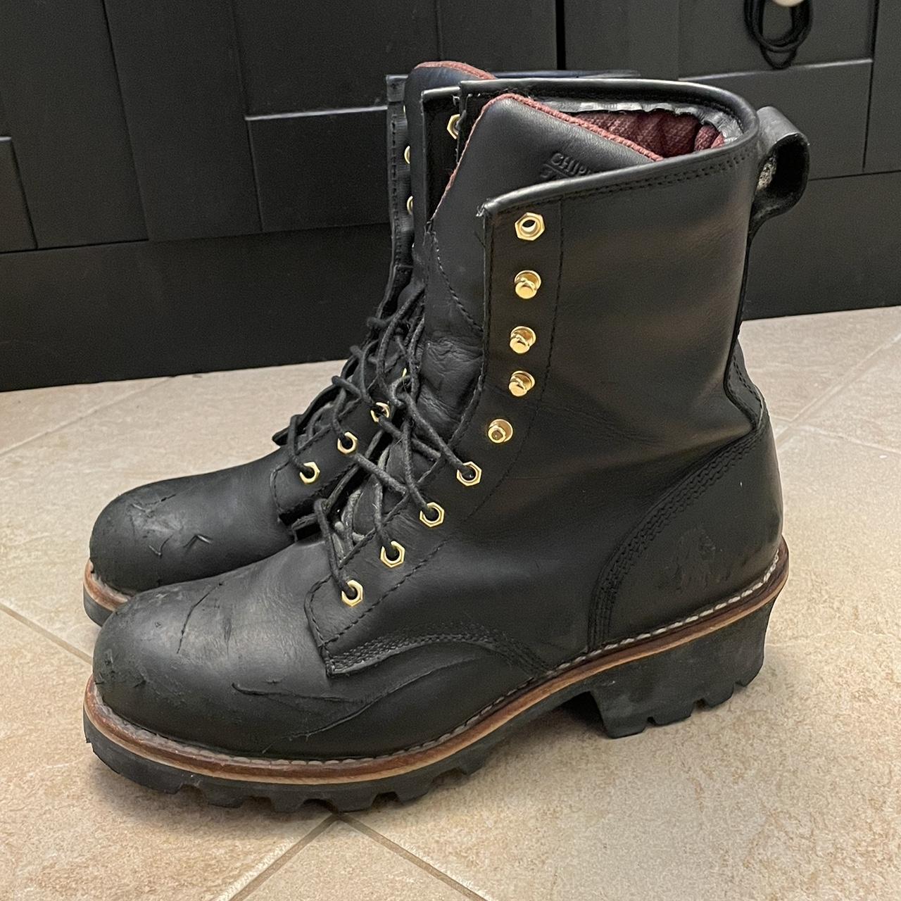 Chippewa Men's Black Boots | Depop