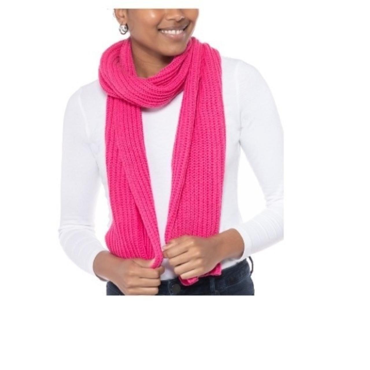 Style & Co Solid Ribbed Muffler Scarf, hot pink,... - Depop