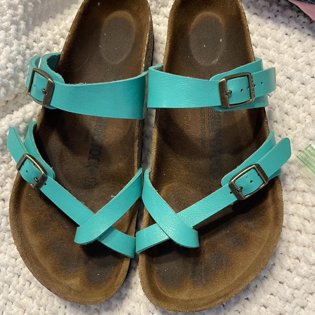 Birkenstocks - Teal (W8) Only signs of wear are the... - Depop