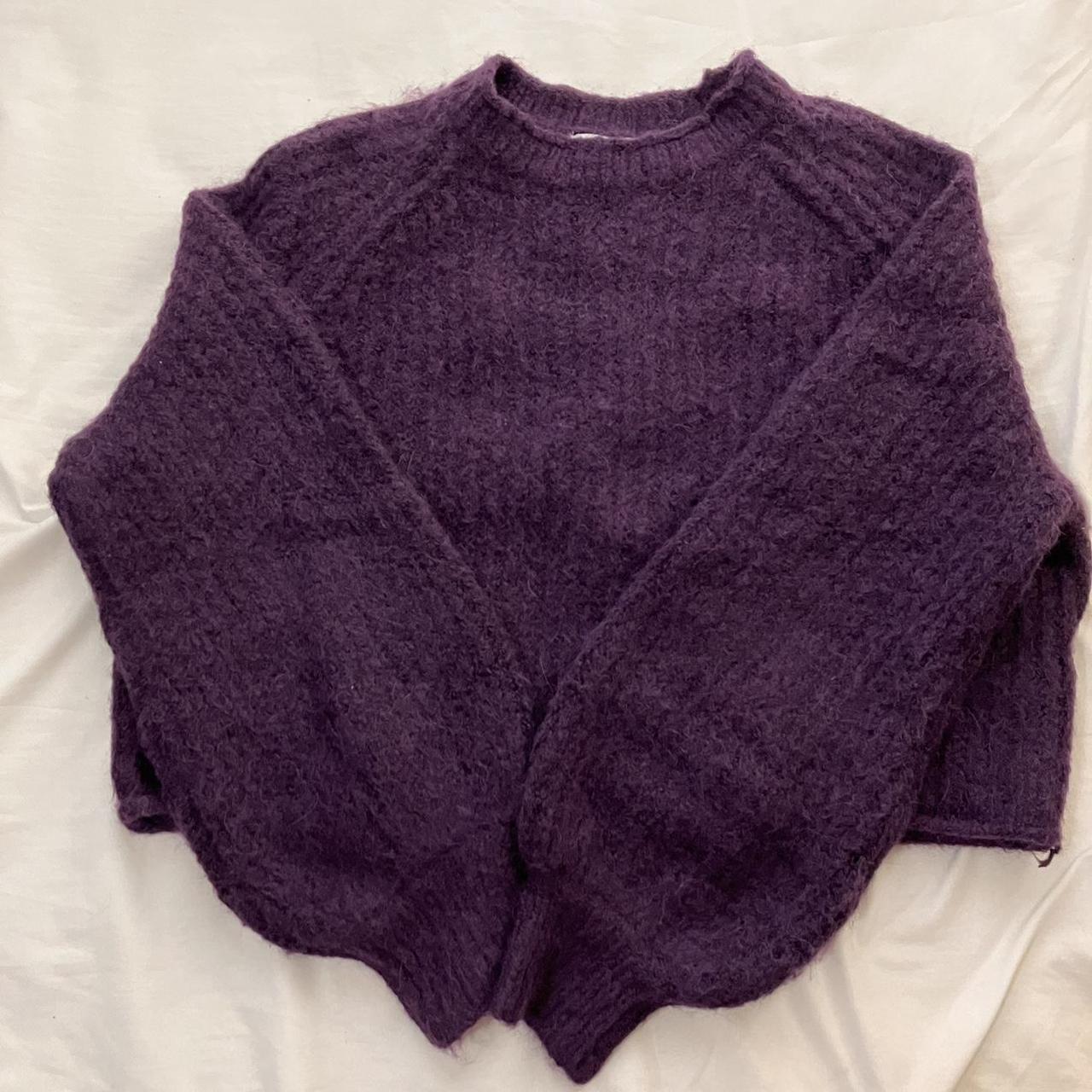 Zara cropped purple sweater Marked a small - Depop