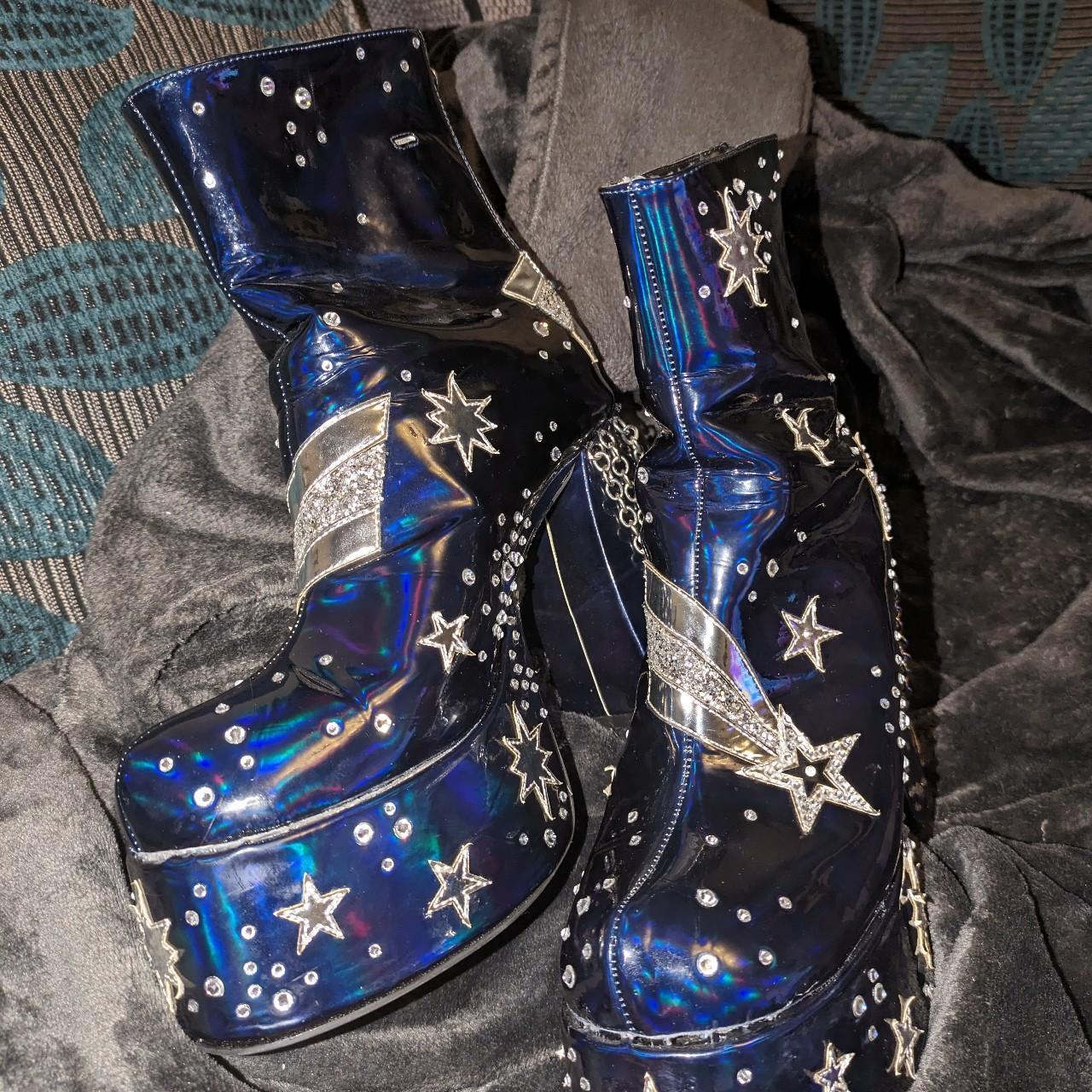 dolls kill holographic boots