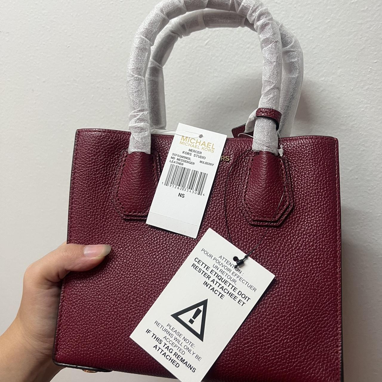 Michael Kors Mercer Medium Mulberry Red Pebbled. Depop