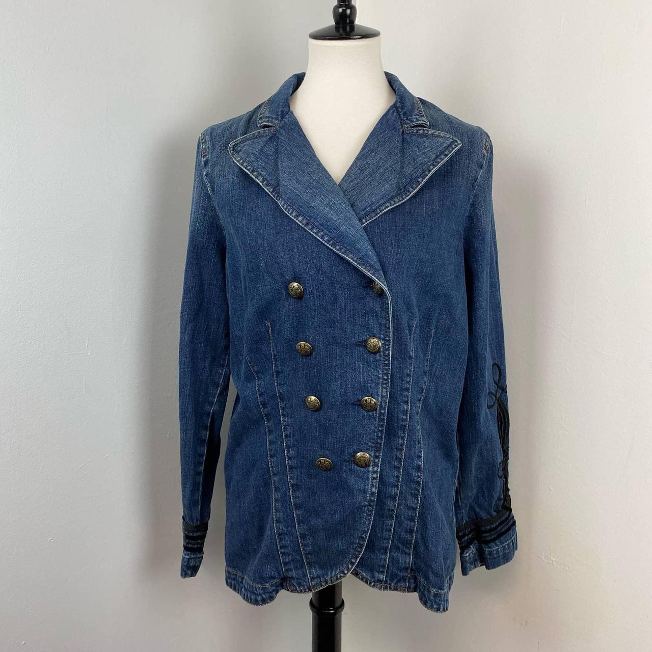 LRL Lauren Jeans Co. Jacket Blue Denim Embroidered... - Depop