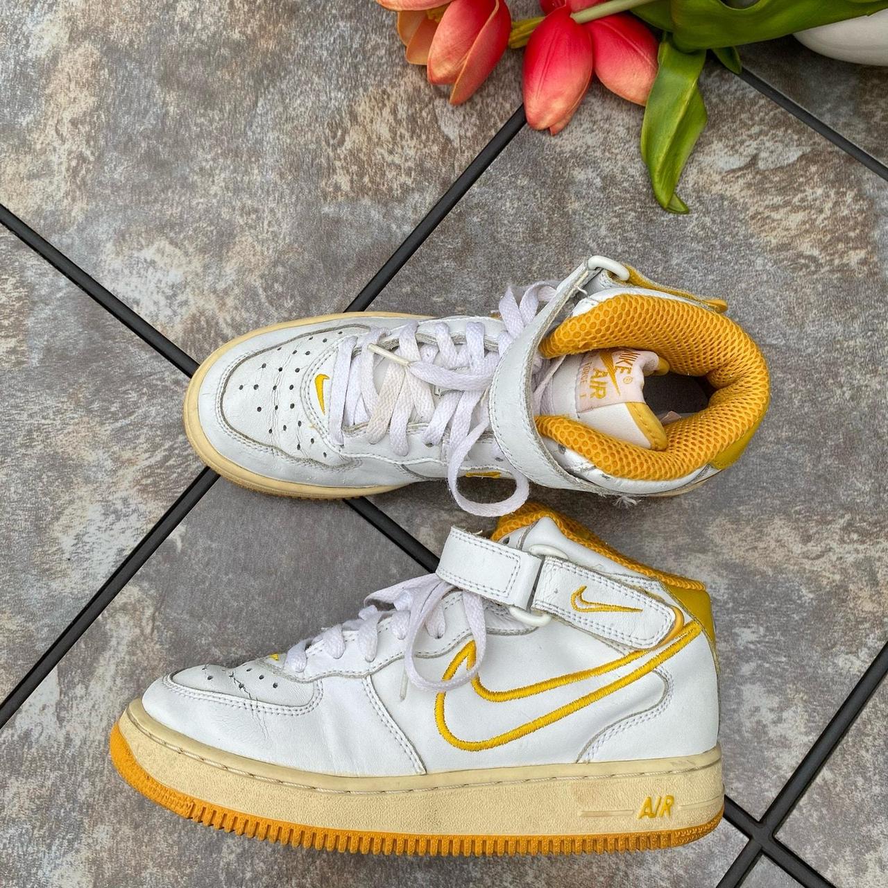 Nike Air Force 1 Mid SC White University Gold. Depop