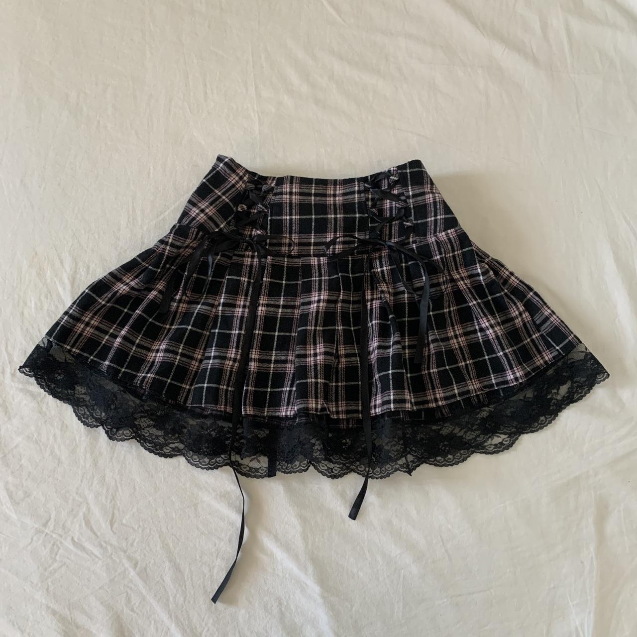 Laced pleated mini skirt Never worn Fits sizes... - Depop