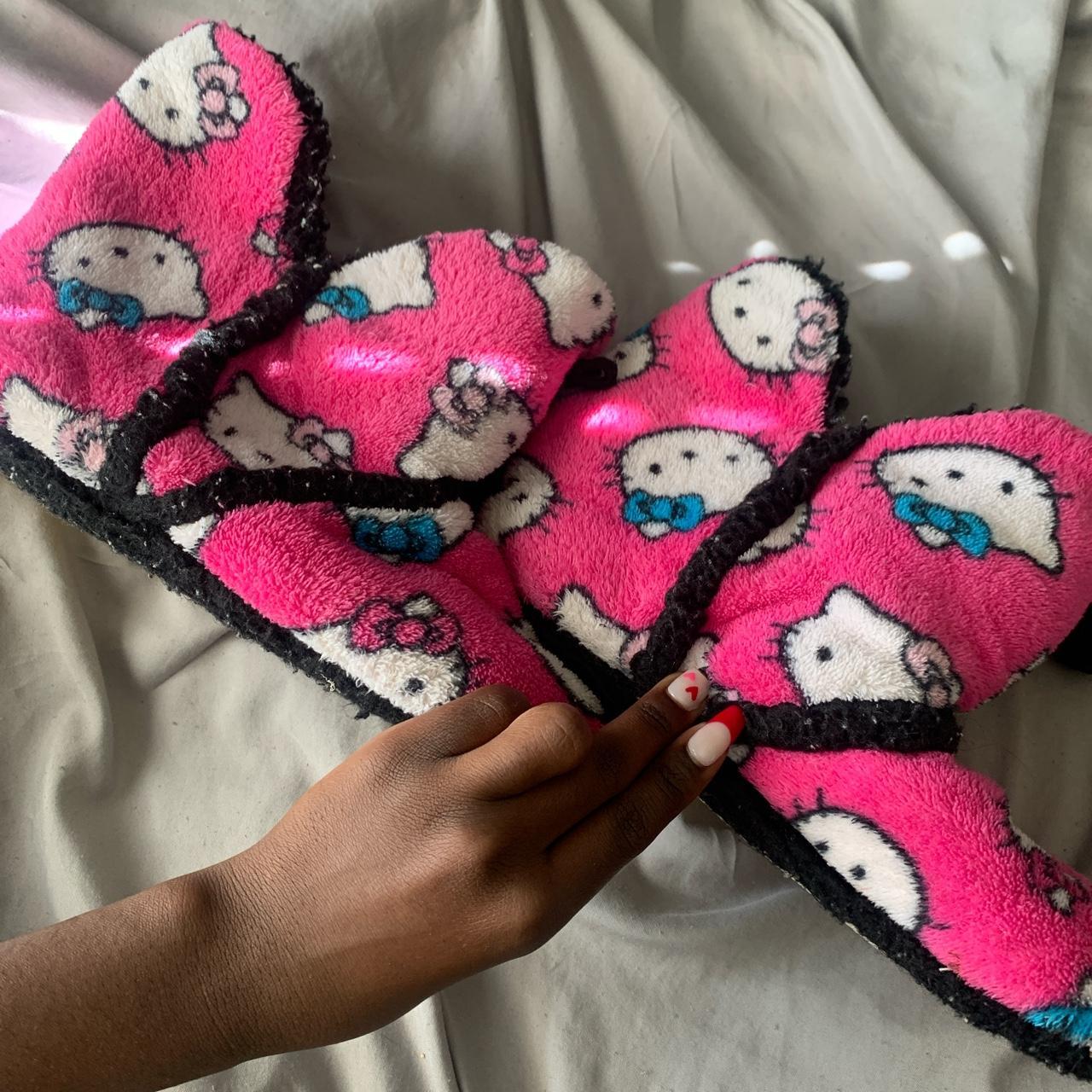 super cute pink hello kitty house shoes/booties very... - Depop