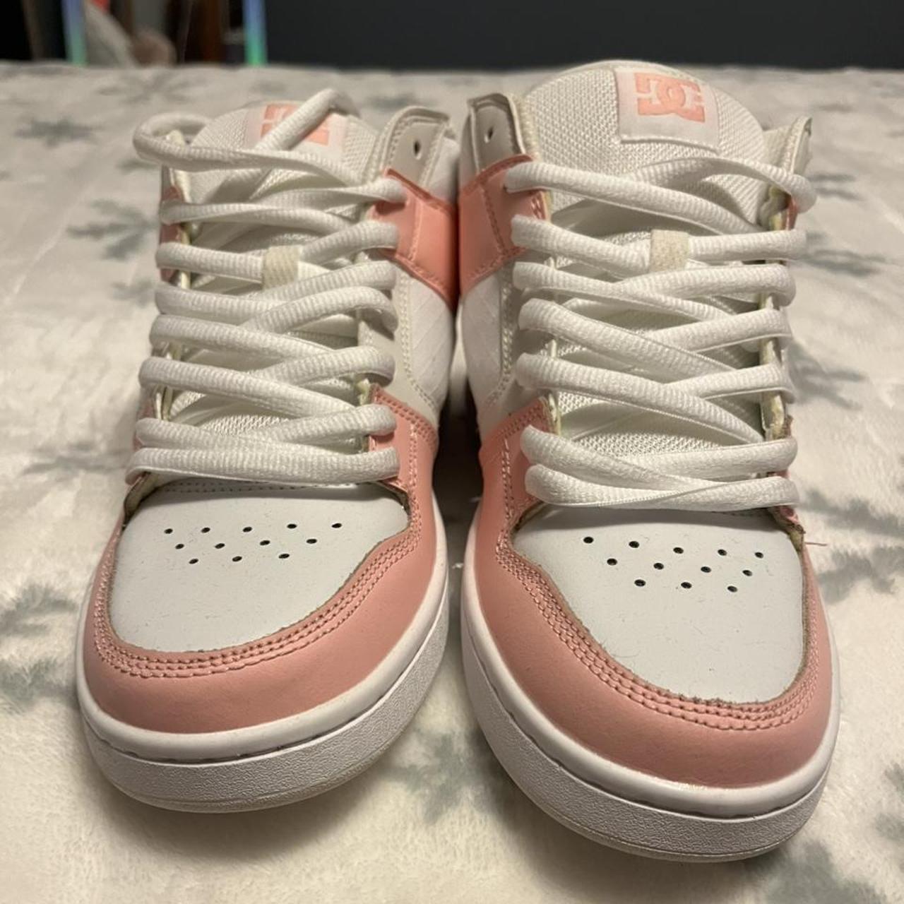 Never before worn DC high top sneakers Pale pink and... - Depop