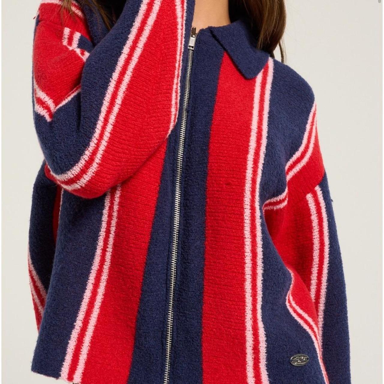 Urban outfitters BDG Striped Knit Double Zip-Up Top. | Depop