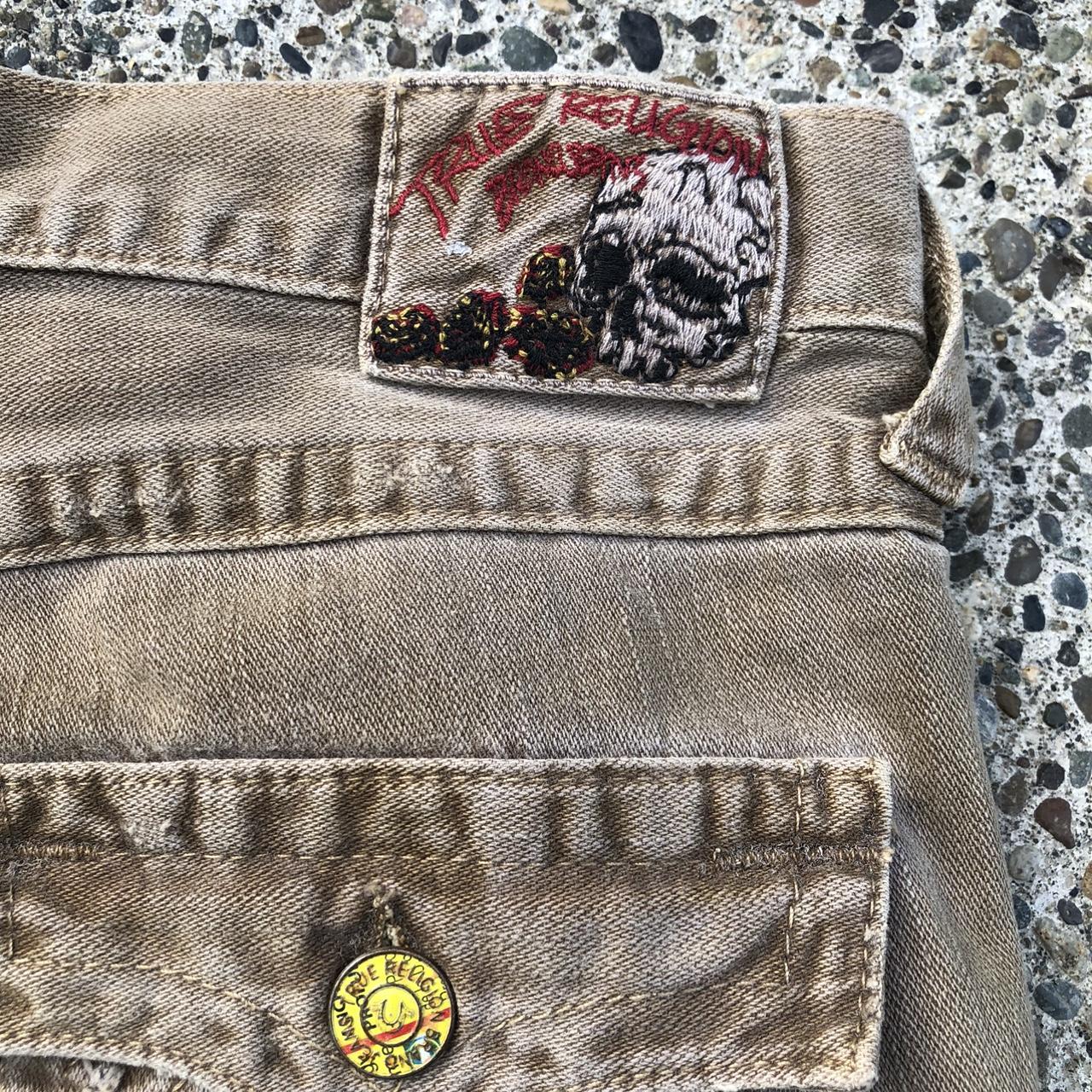 VINTAGE TRUE RELIGION SKULL&ROSES JEANS Has a minor... - Depop