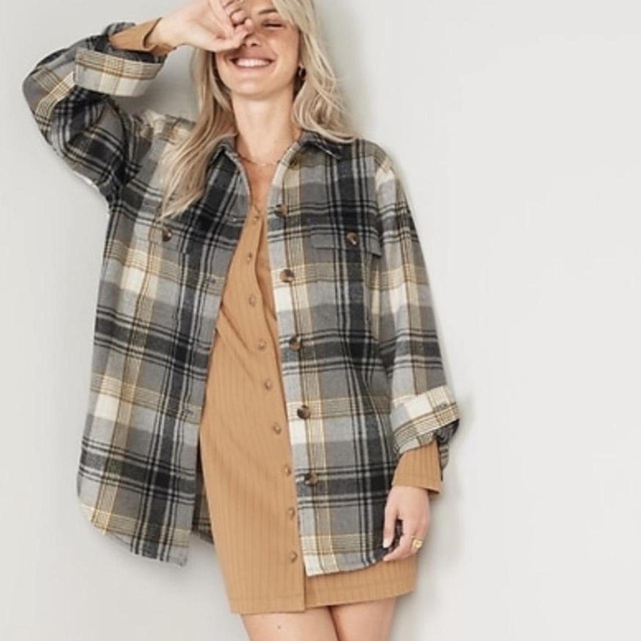 Oversized Soft-Brushed Plaid Button-Front Coat for Women
