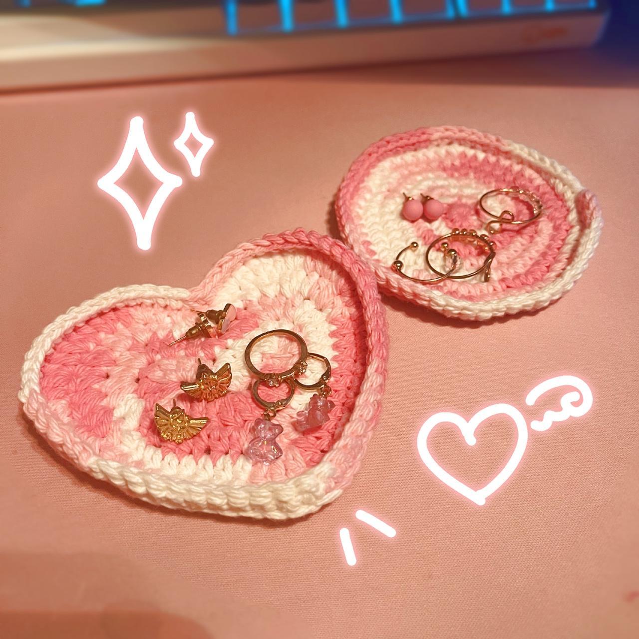 handmade crochet jewelry tray / trinket tray set... Depop