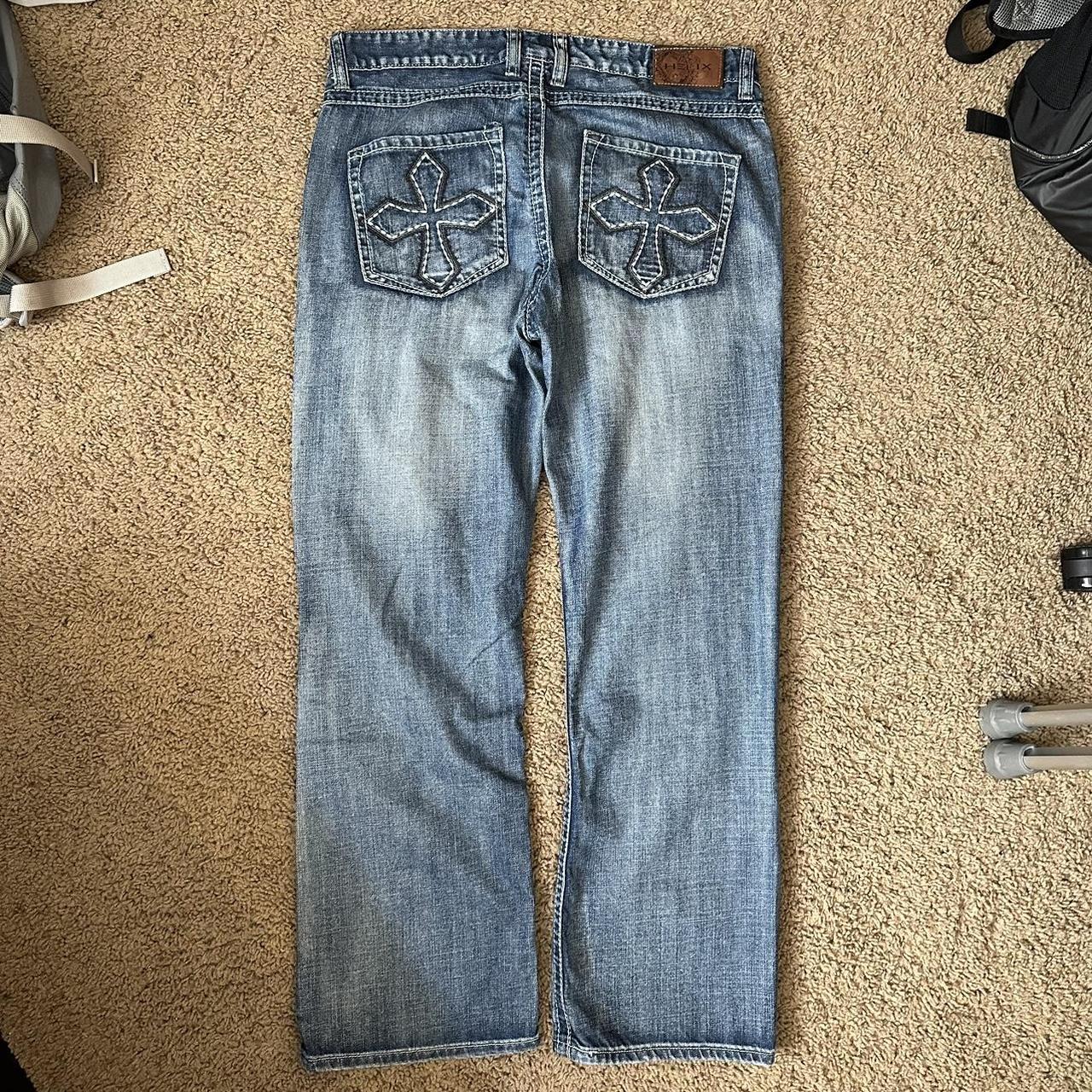 tuff y2k helix jeans 34x30 some fades, no other | Depop