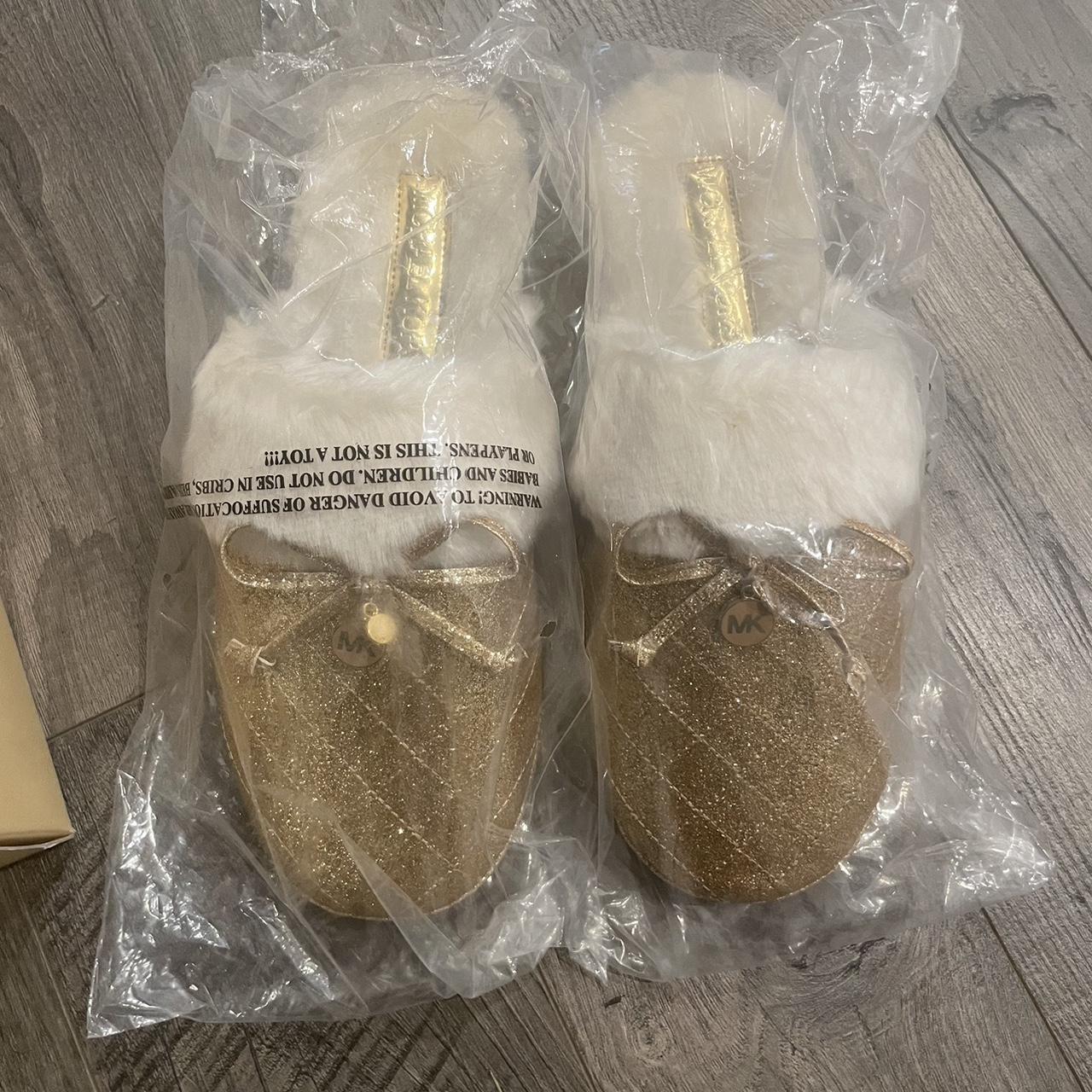 Michael kors hot sale gold slippers