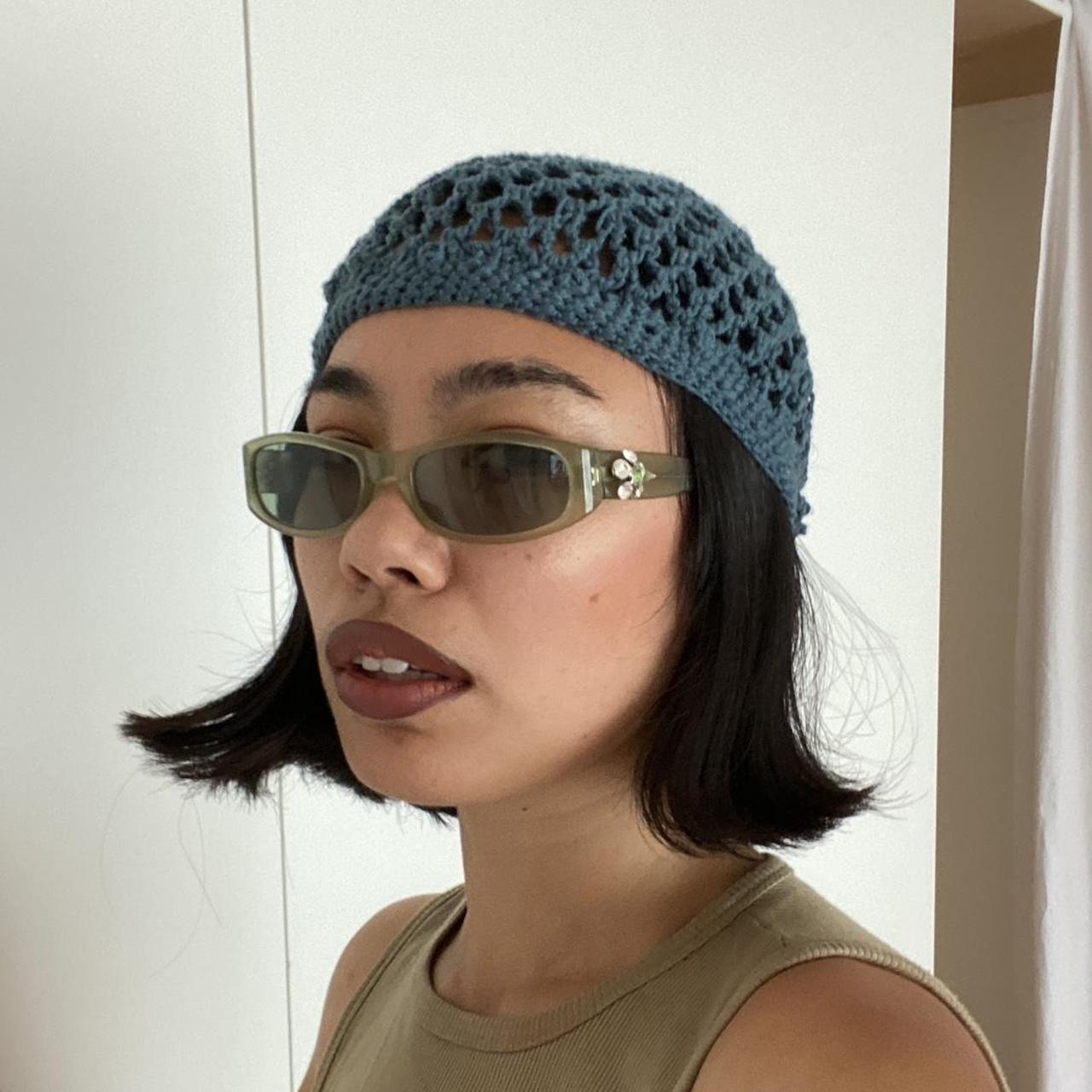 HANDMADE BY ME Mesh knit crochet skull cap, summer... Depop