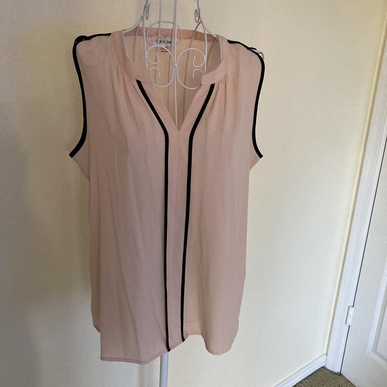 Calvin Klein Women's Pink and Black Blouse | Depop