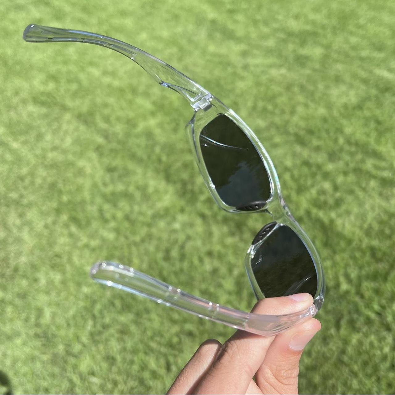 Clear Y2k sunglasses with dark mirrored tinted lens... Depop
