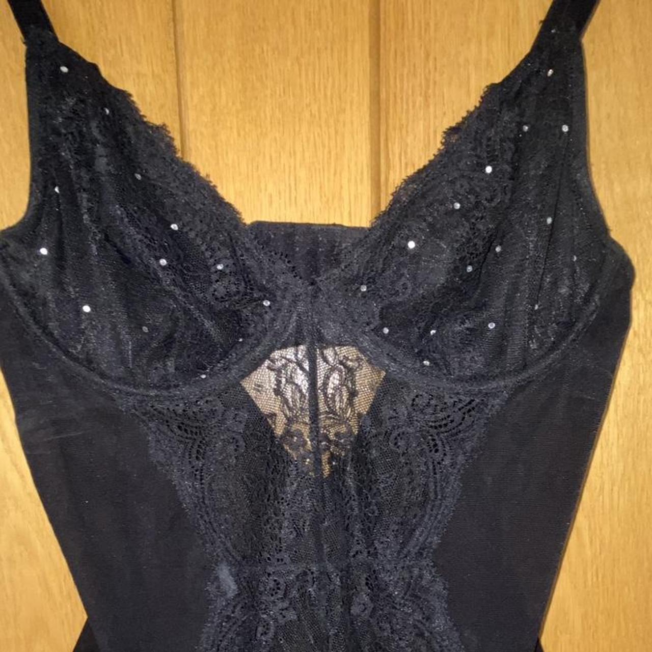 New Look Lace Bodysuit (Thong) with silver stud... - Depop