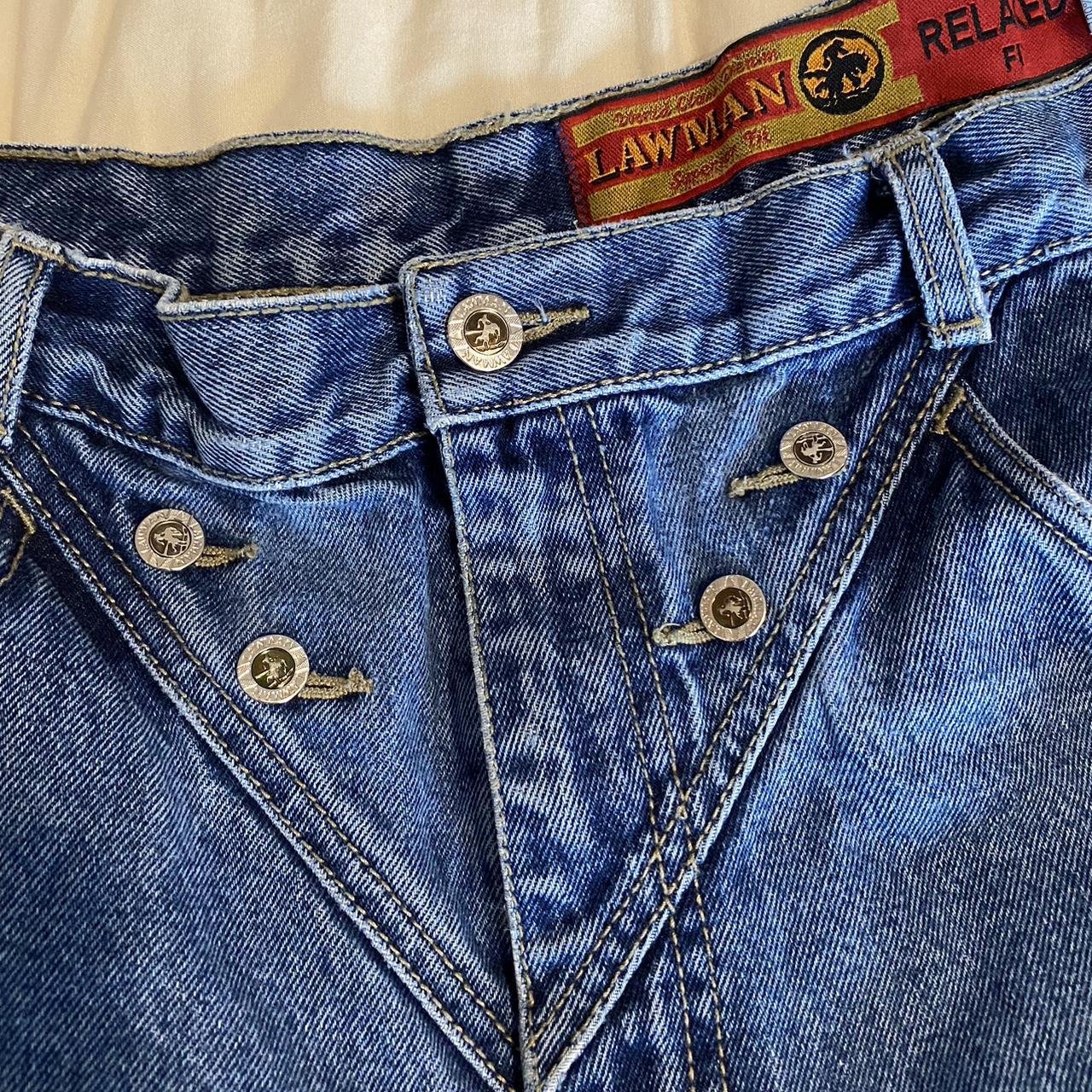 vintage lawman jeans with unique detailing in... - Depop