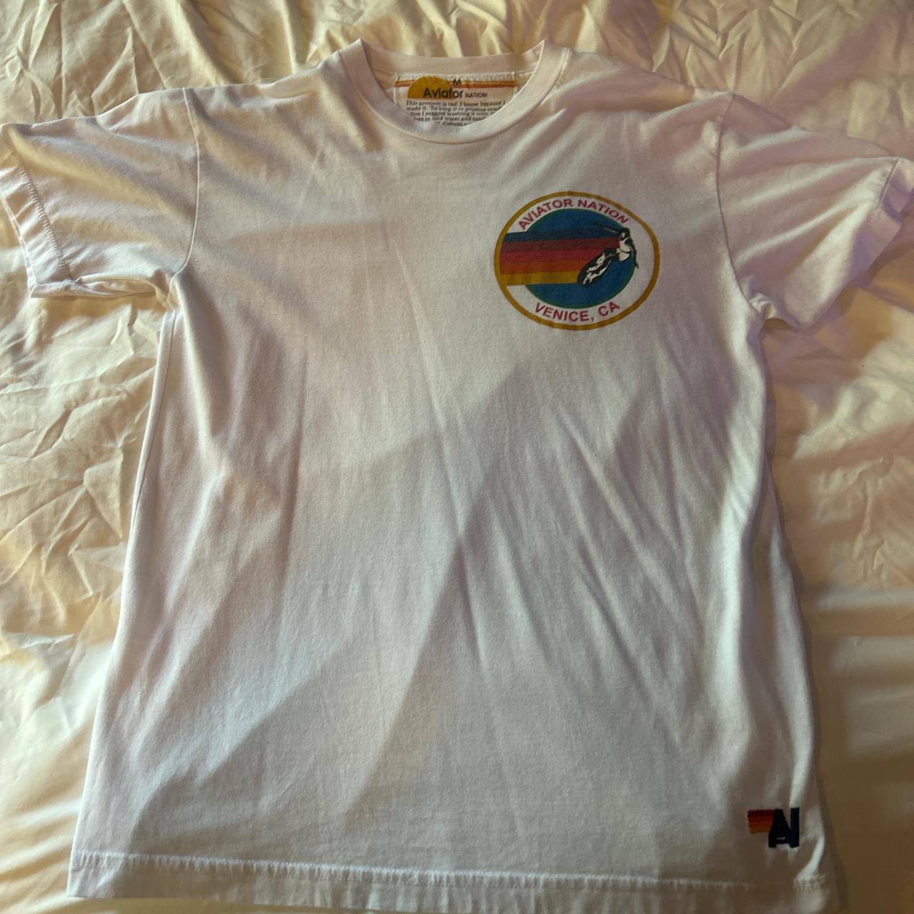 Aviator Nation Venice Logo Shirt Color: White Size:... - Depop