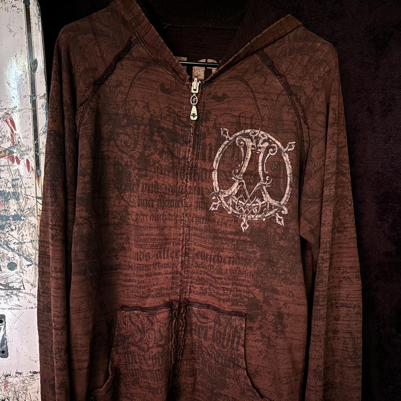 Affliction hoodie Size large double sided... - Depop